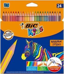 Sada pastelek Evolution Stripes, 24 různých barev, BIC 950525