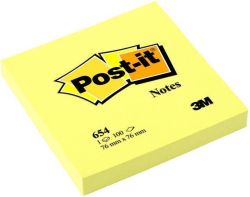 Samolepicí bloček, žlutá, 76x76 mm, 100 listů, 3M POSTIT ,balení 100 ks