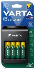 Nabíječka baterií Plug, AA/AAA/9V, 4xAA 2100 mAh, LCD displej, VARTA