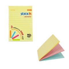 Samolepicí bloček Magic Pad, mix pastelový barev, linkovaný, 50 x 101 mm, 3x 90 listů, STICK N 215 ,balení 270 ks