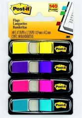 Záložky se zásobníkem, mix pestrých barev, 12x43 mm, 4x35 listů, 3M POSTIT ,balení 140 ks