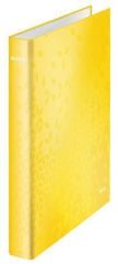Kroužkový pořadač Wow, žlutá, lesklý, 2 kroužky, 40 mm, A4, karton, LEITZ
