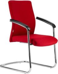 Jednací židle BOSTON/S, červená, chromovaný rám, čalouněná