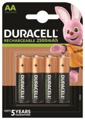 Dobíjecí baterie, AA, 4 x 2500 mAh, DURACELL ,balení 4 ks