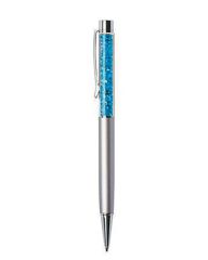 Kuličkové pero SWAROVSKI® Crystals, stříbrná, modré krystaly v horní části pera, 14 cm, ART CRYSTELL