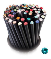 Grafitová tužka, SWAROVSKI® Crystals, tyrkysová, 17cm, černá ,balení 5 ks