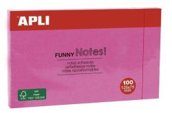 Samolepicí bloček FUNNY, růžová, 75 x 125 mm, 100 listů, APLI 15003 ,balení 100 ks