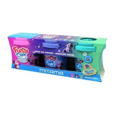 Modelína FUNNY DOO, sada 3 barvy se třpytkami, 3x120 g, růžová, fialová, modrá, MITAMA 63850 ,balení 3 ks