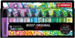 Zvýrazňovače BOSS original Arty, 10 ks, studené odstíny, 2-5 mm, STABILO 70/10-2-20