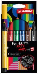 Stabilo  Fix Pen 68 MAX, sada, 6 barev, 1-5 mm, STABILO 768/06-21