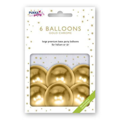 Balónek, metalická zlatá, 30 cm, PUKKA PAD PTY019 ,balení 6 ks