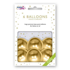Pukka Pad  Balónek, metalická zlatá, 30 cm, PUKKA PAD PTY019 ,balení 6 ks