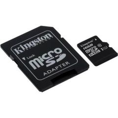 Paměťová karta microSDHC Canvas Select, 16GB, Class 10/U1, 80/10 MB/s,adapter, KINGSTON