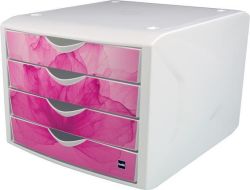 HELIT  Zásuvkový box Chameleon, růžová, plastový, 4 zásuvky, HELIT