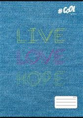 COOL BY VICTORIA  Sešit Live-love-hope, 87-32, mix motivů, A4, čtverečkovaný, 32 listů, COOL BY VICTORIA