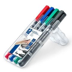 STAEDTLER  Permanentní popisovač Lumocolor 348 Duo, sada, 4 barvy, kuželový hrot, F/M, oboustranný, STAEDTLER