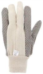 NO NAME  Pracovní rukavice šité z bavlny s protiskluzovými terčíky z PVC, velikost 9, bílé ,balení 12 ks