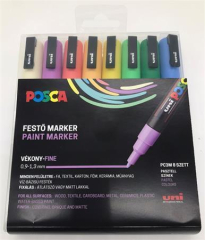 Akrylový popisovač Posca PC-3M, 8 pastelových barev, sada, 0,9-1,3 mm, UNI 2UPC3MPASZTELL