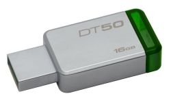 USB flash disk DT50, stříbrno-zelená, 16GB, USB 3.1, KINGSTON