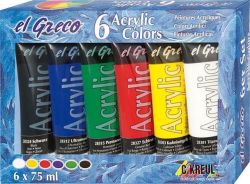 KREUL  Sada Akrylová barva EL GRECO, 6 barev, 75 ml v tubě, KREUL