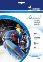 Fotografický papír Advanced, do inkoustové tiskárny, lesklý, A4, 180g, VICTORIA ,balení 20 ks