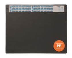 Podložka na stůl, černá, 65 x 48 cm, s ročním kalendářem, s transparentní vrchní fólií, DURABLE 7225