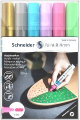 SCHNEIDER  120296 Akrylové popisovače Paint-It 320, sada 6 barev, 4 mm, SCHNEIDER