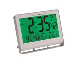 Nástěnné hodiny Horlcdneo, radio-control, LCD displej, 22x20 cm, ALBA, stříbrné