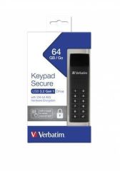 USB flash disk Keypad Secure, USB 3.0, 64GB, šifrovaný heslem, 160/140Mb/s, VERBATIM