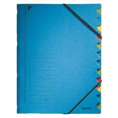 Leitz  Třídící desky s gumičkou, modrá, 12 částí, karton, A4, LEITZ