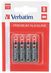 Baterie, AAA (mikrotužková), 4 ks v balení, VERBATIM Premium