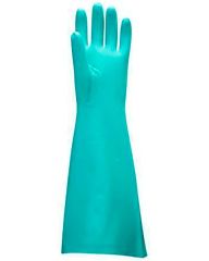 Ochranné rukavice, zelená, nitrilové, chemicky odolné, dlouhý rukáv, velikost XL