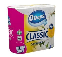 Toaletní papír Ooops!  Classic, 3-vrstvý, 4 role, heřmánek ,balení 4 ks
