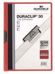 Durable  Desky s rychlovazačem DURACLIP® 30, červená, s klipem, A4, DURABLE