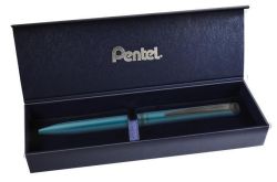 Pentel  Kuličkové pero EnerGel BL-2507, modrá, 0,35 mm, otočný mechanismus, kovové, matně tyrkysové tělo,