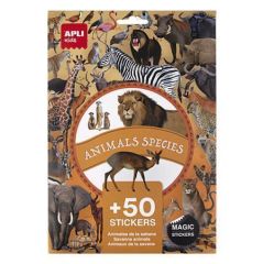 Apli  Samolepka Stickers, zvířata savany, odstranitelné, 50 ks, APLI Kids 19427 ,balení 50 ks