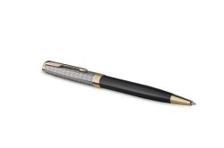 Parker  Kuličkové pero Royal Sonnet Premium, černá, 1 mm, kovové černé tělo, zlatý klip, PARKER 7010599002