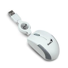 GENIUS  Myš, drátová, optická, malá velikost, USB, GENIUS Micro Traveler, bílá