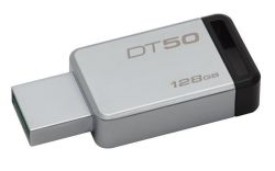 USB flash disk DT50, stříbrno-černá, 128GB, USB 3.1, KINGSTON
