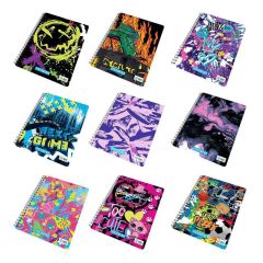 Spirálový sešit Fantasy colours, A4+, linkovaný, 60 listů, cat purple, MITAMA 62620-90070