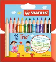 Pastelky Trio, sada, 12 různých barev, trojhranné, STABILO
