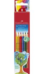 Barevné pastelky Grip 2001, 6 barev, trojhranné, FABER-CASTELL