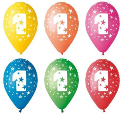Balónek, s číslem 1, 26 cm ,balení 5 ks
