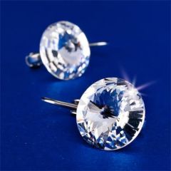 Náušnice MADE WITH SWAROVSKI ELEMENTS,  bílá, závěsné, 12 mm