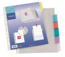 Viquel  Obal s rozlišovači, transparentní, A4, 90 micron, 6 částí, VIQUEL ,balení 6 ks