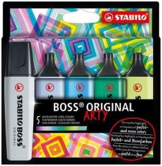 Stabilo  Zvýrazňovač BOSS original Arty, 5 ks, studené odstíny, 2-5 mm, STABILO 70/5-02-2-20