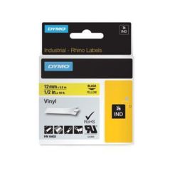 dymo  Label,  vinyl, 12 mm x 5,5 m, DYMO Rhino, yellow-black