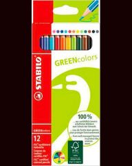 Barevné pastelky GreenColours, 12ks, šestihranné, STABILO