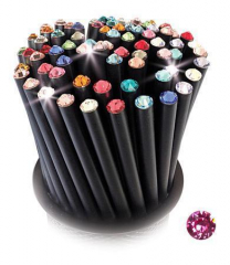 Grafitová tužka, SWAROVSKI® Crystals, růžová, 17cm, černá ,balení 5 ks