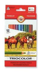 Koh-i-noor  Barevné pastelky Triocolour kůň 3142/12, 12ks, trojhranné, KOH-I-NOOR
